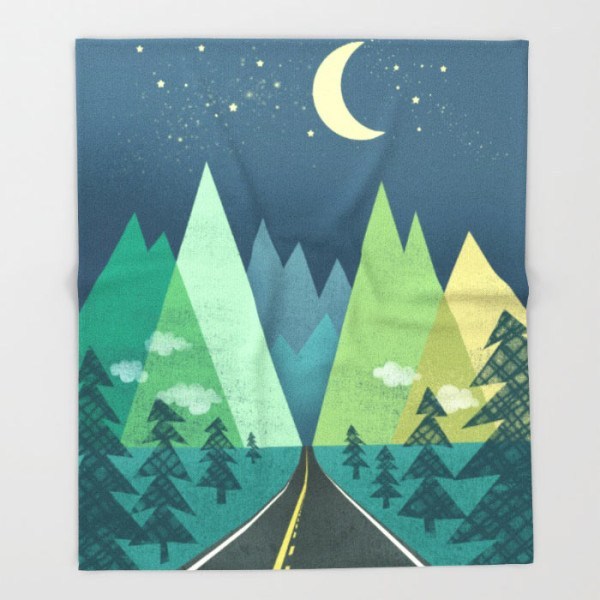 the-long-road-at-night-throw-blanket