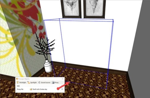 SketchUp model with proxy placed. Image Courtesy of Enscape