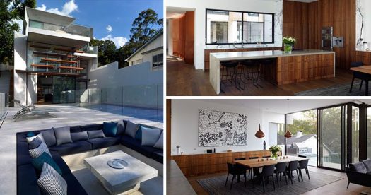 Rolf Ockert Design has completed a house in Sydney, Australia, that has many layers of living spaces hidden behind a minimal street facade.