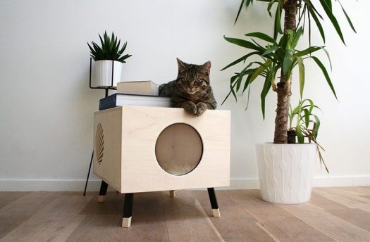 This modern cat bed / table named Nest, is made from high-end plywood, and as the design of the table is minimal, it can also double as a side table in any modern interior.