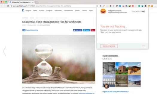 Tracking Time Chrome Extension. Image 