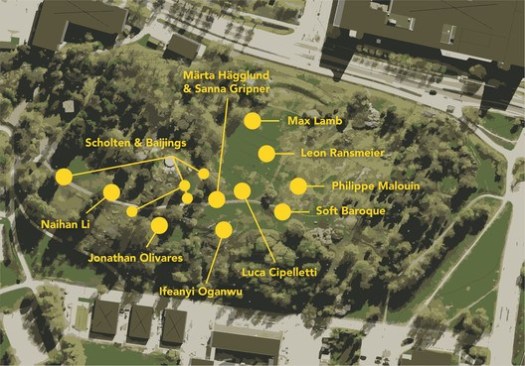 Plan of SUPERBENCHES in Kvarnbacken Park. Image Courtesy of Kalejdohill