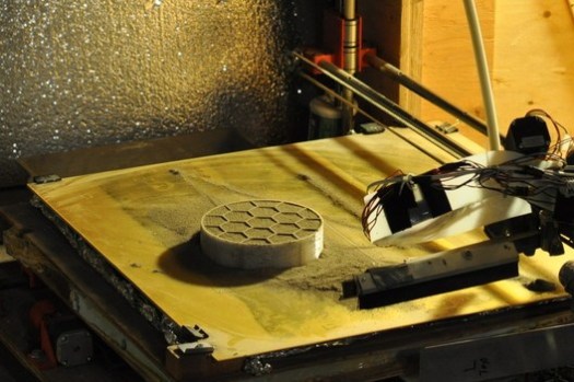A 3D printer created by the University of Alaska team prints a cone for their entry in the Level 2, Phase 1 Compression Test Competition of NASA’s 3D-Printed Habitat Competition. The university was awarded $14,070 for this stage of the challenge.. Image Courtesy of University of Alaska