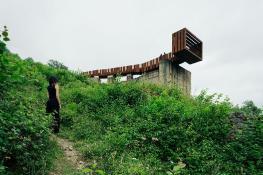 This striking walkway and lookout at an old mining site near Riosa, Spain, is made from concrete, rusty steel and recycled wood, and acts as a rest stop and viewing point for visitors.